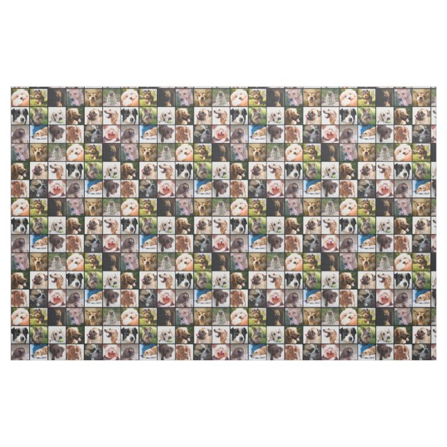 Cute & Funny Dogs Photo Collage tissu (Fat Quarter)