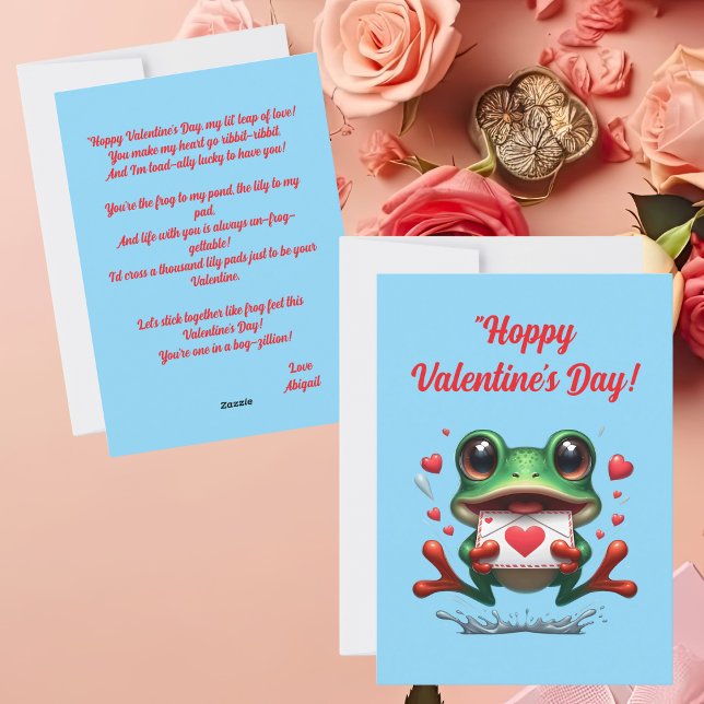 Cute Funny Frog Love Hearts Valentines Carte (Créateur téléchargé)