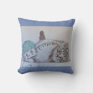Cute Funny Gris Tabby Chat Kitten avec coussin de 