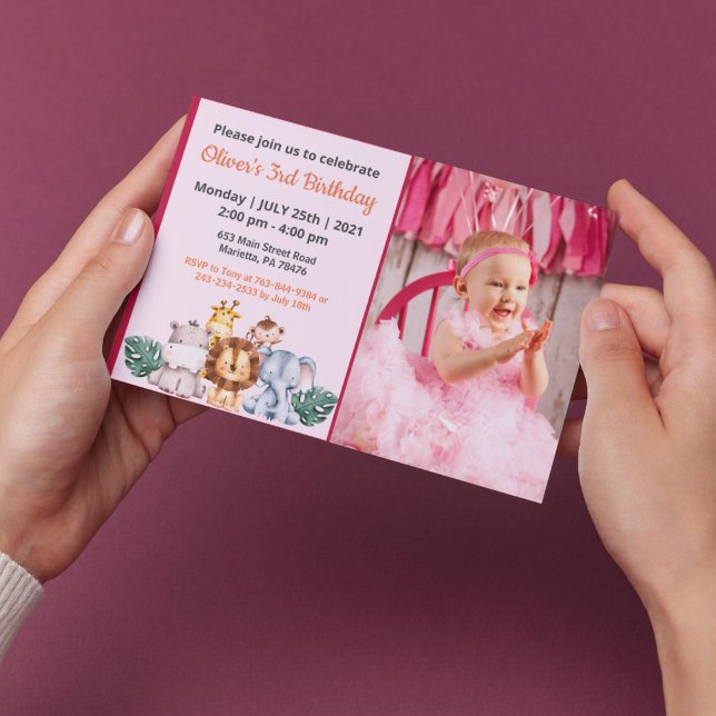 Cute Funny | Invitation d'anniversaire de fille ph (Créateur téléchargé)