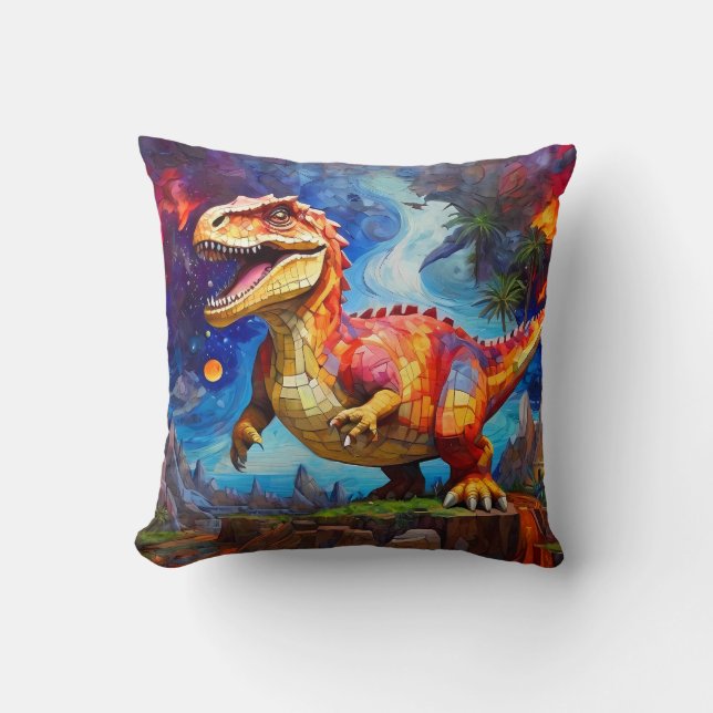 Cute Funny Mosaic Dinosaures ensemble coussin cous (Recto)