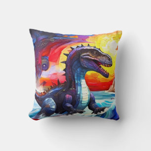 Cute Funny Mosaic Dinosaurs coussin coussin