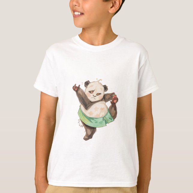 Cute Funny Panda Ballerina Kids T-Shirt (Devant)