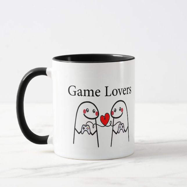 Cute Gamer Couple Mug –Love and Video Games Design (Gauche)