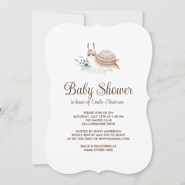 Cute Garden Snail Cinnamon Bun Party Invitation (Devant)