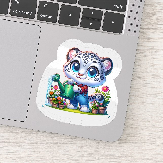 Cute Gardening Snow Leopard Stickers (Détail)