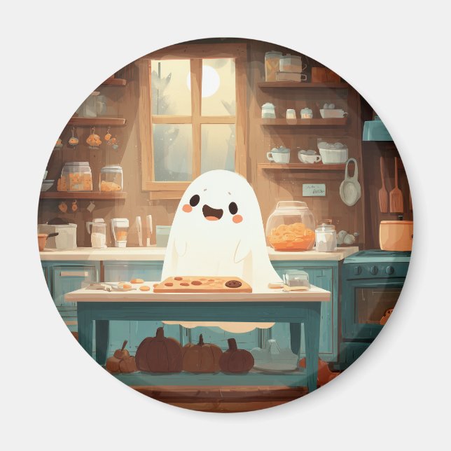 Cute Ghost Baking Cookies - Cosy Magnet Éffrayant (Devant)