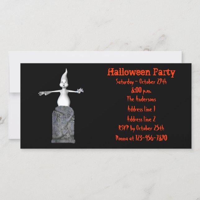 Cute Ghost Tombstone Halloween Invitation (Devant)
