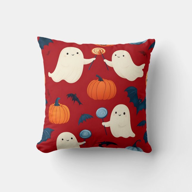 Cute Ghosts et Citrouille Coussin d'Halloween (Recto)