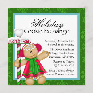 Cute Gingerbread Cookie Exchange Invitation de vac