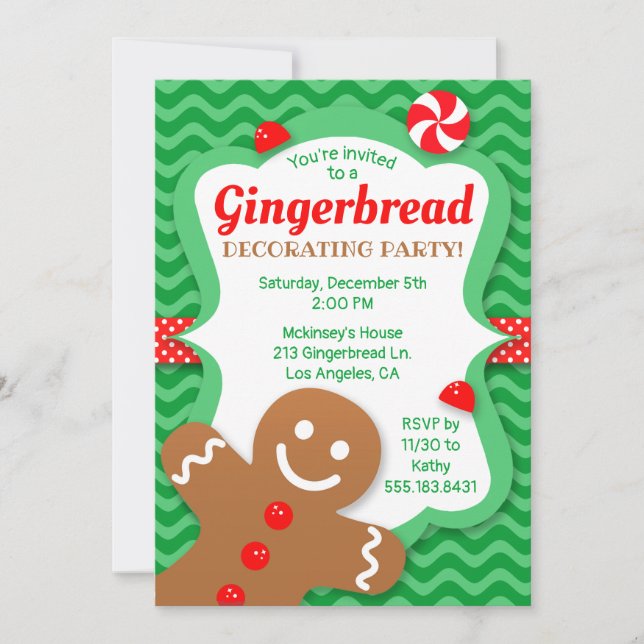 Cute Gingerbread Décoration Party Invitation (Devant)