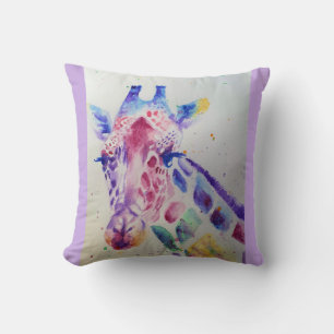 Cute Giraffe Animal Aquarelle Peinture Coussin