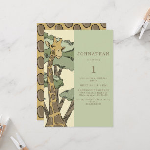Cute Giraffe Anniversaire Fête Invitation