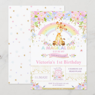 Cute Giraffe Anniversaire Fête Invitation Fille