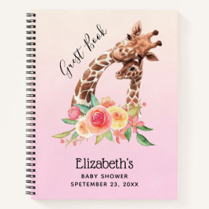 Cute Giraffe Aquarelle Maman & Baby Livre d'invité
