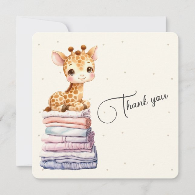 Cute Giraffe Baby Carte de remerciements plat (Devant)