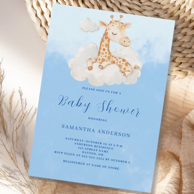 Cute Giraffe Boy Baby shower Invitation (Créateur téléchargé)