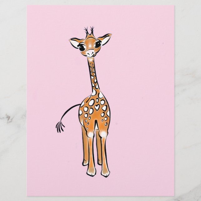 Cute Giraffe drawing, safari animals (Devant)