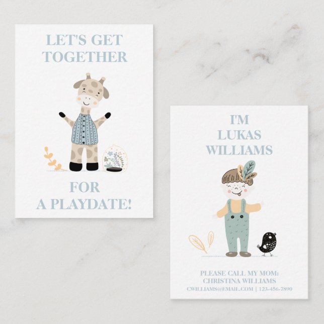 Cute Giraffe Garçons Jouer Carte d'appel Mommy (Devant / Derrière)