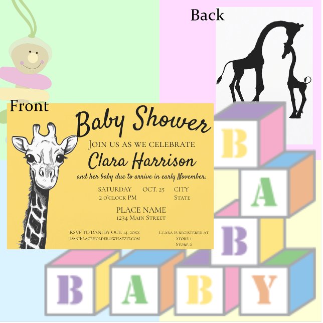 Cute Giraffe Genre Neutre Baby shower Invitation (Créateur téléchargé)