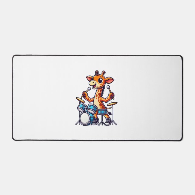 Cute Giraffe Jouer Drums Giraffes Drummer Musique (Recto)
