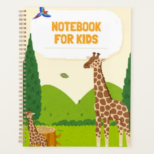 Cute Giraffe Notebook for Kids – Fun Animal Cover, (Devant)