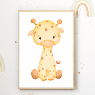 Cute Giraffe Nursery Poster Enfants Décor Chambre