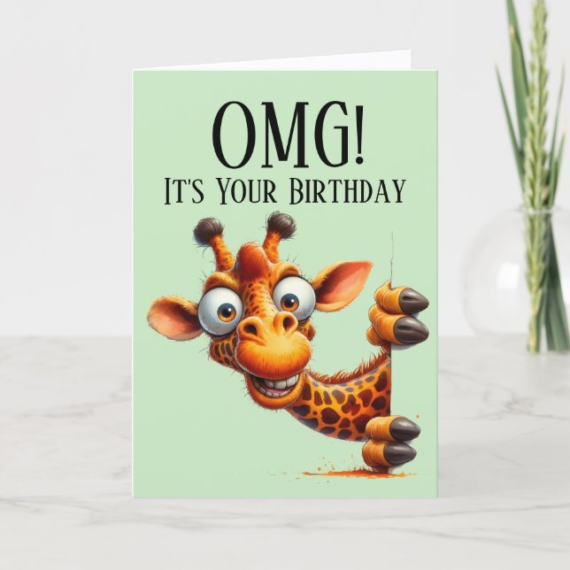 Cute Giraffe Thème Carte d'Anniversaire (Devant)