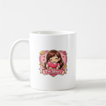 Cute Girl Hugging Heart Mug