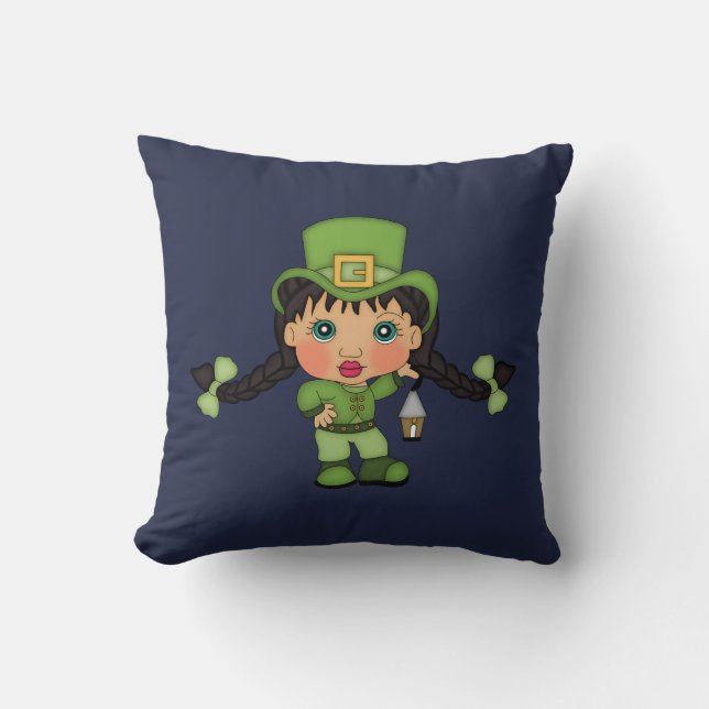 Cute Girl Leprechaun Coussin réversible (Recto)