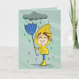 Cute Girl Rainy Windy Day Graphisme Encouragement