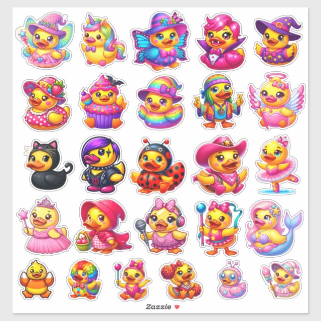 Cute Girly Halloween Costume Rubber Duck Stickers (Feuille)