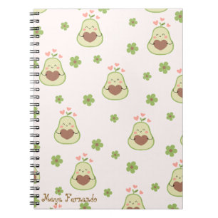 Cute girly kawaii avocado Carnet photo spirale