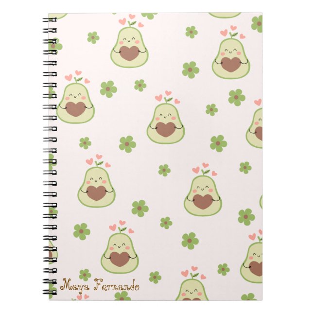 Cute girly kawaii avocado Carnet photo spirale (Devant)