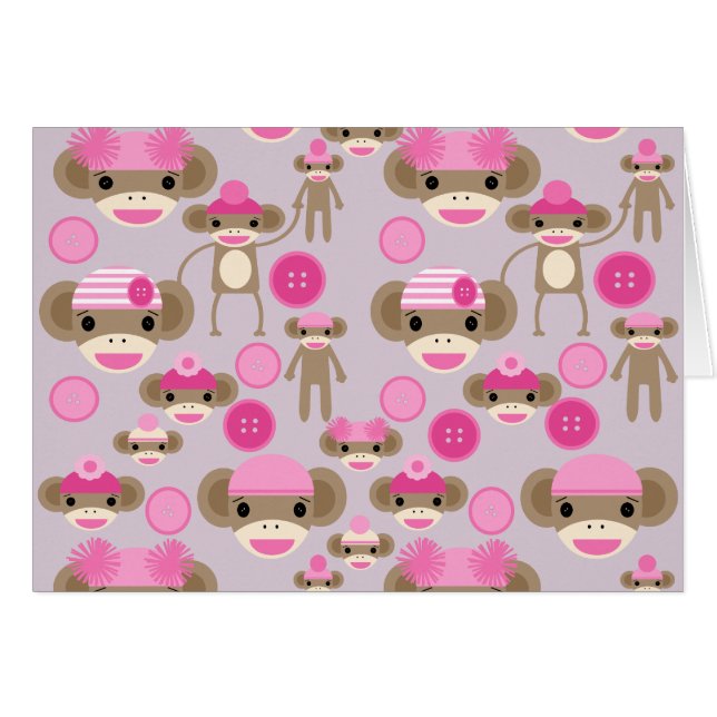 Cute Girly Rose Sock Monkey Girl Motif Collage (Devant Horizontal)