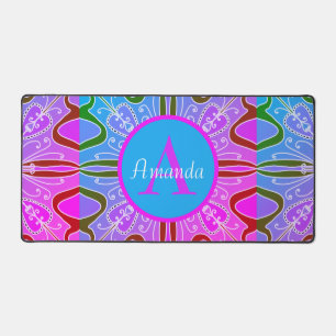 Cute Girly Whimsical Folk Art rose violet bleu