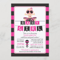 Cute Glam Diva Girl Baby shower Invitation
