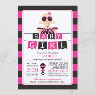 Cute Glam Diva Girl Baby shower Invitation