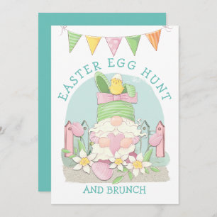Cute Gnome Bunny Easter Egg Hung invitation