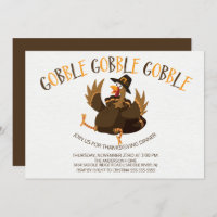 Cute Gobble Gobble Turquie Thanksgiving Invitation
