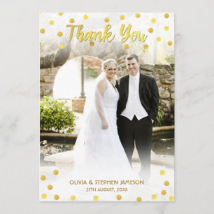 Cute Gold Confetti Merci photo Mariage