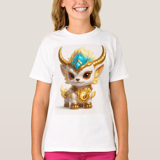 Cute Golden Ram Fantasy T-Shirt – Adorable Mythica (Devant)
