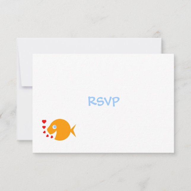 Cute Goldfish & Hearts Beach Wedding Carte RSVP (Devant)