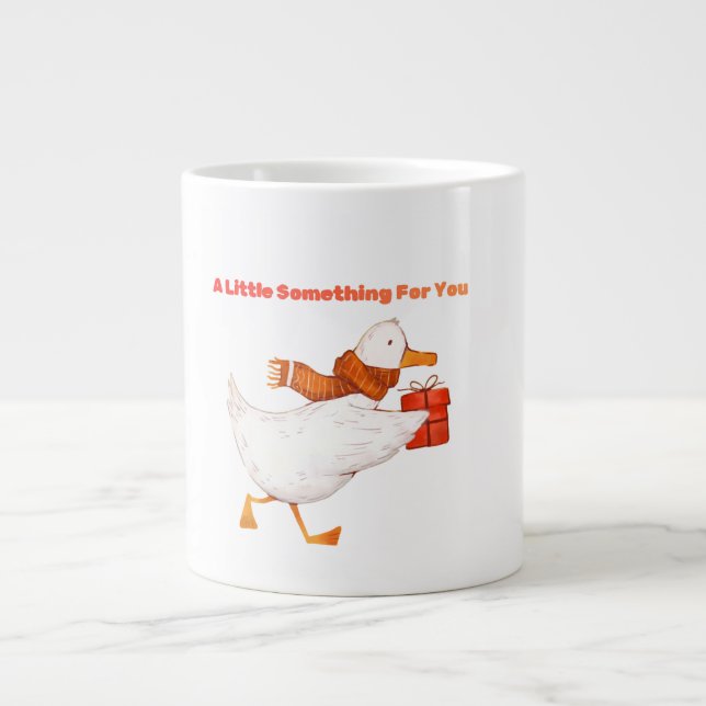 Cute Goose Holding Gift Christmas Coffee Mug (Devant)