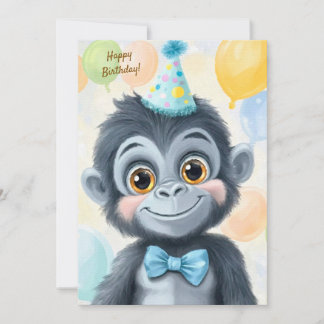 Cute Gorilla Kids Birthday Invitation