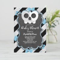 Cute Goth Punk Crâne bleu Baby shower Invitation