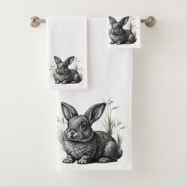 Cute Gray Rabbit Among the Grass (En situation)