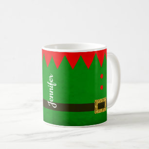 Cute Green Elf Mug de Noël personnalisé