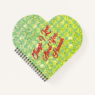 Cute Green Feminine Carnet Personnel Avec Nom