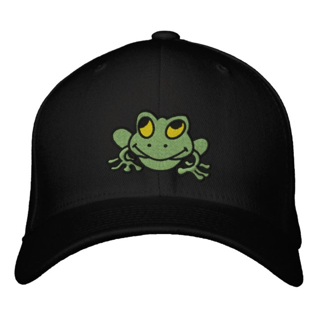 Cute Green Frog Casquette brodé (Devant)